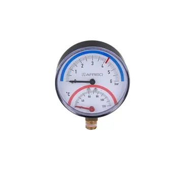 Термоманометр AFRISO, TM80 (80мм, 0-6 бар, 20-120°C), 1/4" радиальный