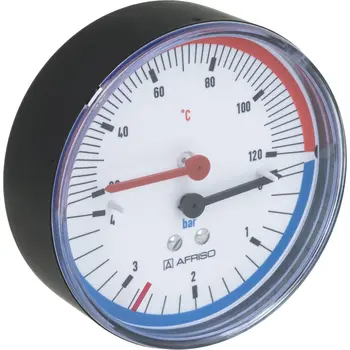 Термоманометр AFRISO, TM80 (80мм, 0-4 bar, 20-120°C), 1/4" аксиальный