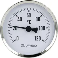 Биметаллический термометр AFRISO, BITh 80 (80 мм, 0-120 C°, вкладка 63 мм) 1/2" аксиальный