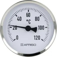 Биметаллический термометр AFRISO, BITh 80 (80 мм, 0-120 C°, вкладка 63 мм) 1/2" аксиальный