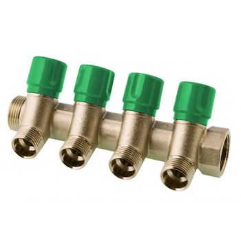 Коллектор на 3 контура, 1″х3/4″-EK с вентилями